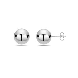 Sterling Silver Earring 10mm Plain Solid Ball-Rhodium Plating/Nickle Free--
