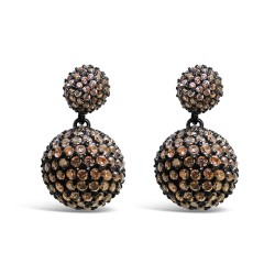 Sterling Silver EARG CH CZ(BLK PLATED)+FIREBALL DANGLE