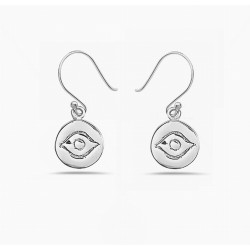 Sterling Silver EARRING EVIL'S EYE CARVED ON ROUND DISC