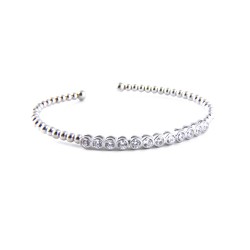 Sterling Silver BANGLE OPEN 12 PCS CZ OPEN STRETCHABLE-3S-1573CL
