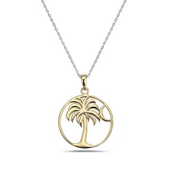 Sterling Silver Palm-Crescent Gold Plated Necklace