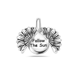 Sterling Silver PENDANT SUNFLOWER OXIDIZED "Follow the Sun" WOR