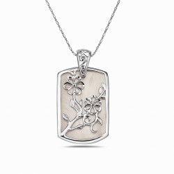 Sterling Silver PENDANT PANEL FLOWER OVER THE TOP OF MOTHER OF