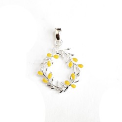Sterling Silver CHARM WREATH YELLOW ENAMEL