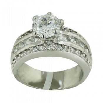 Brass Ring 8Mm Clear Cz Solitaire With Channel Set