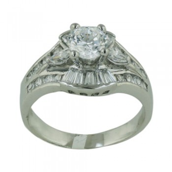 Brass Ring 6Mm Clear Cz Solitaire With Clear Cz Ba
