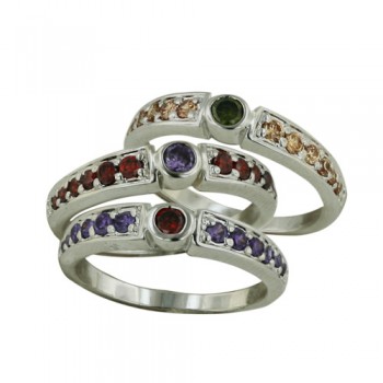 Brass Ring Stackable Ring Multicolor Cz *Rh Nickel