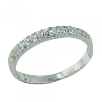Brass Ring Half of Band with 2 Row Clear Cubic Zirconia - 8