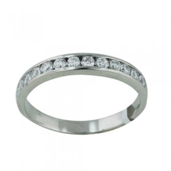 Brass Ring Eternity Band Half with Clear Cubic Zirconia - 8