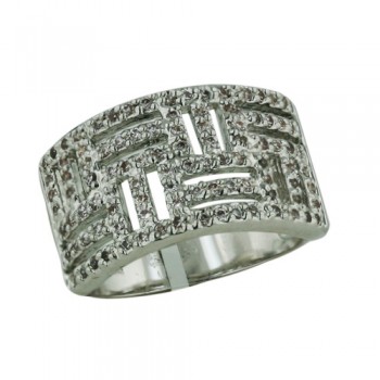 Brass Ring Clear Cubic Zirconia on Open Weave Pattern - 8