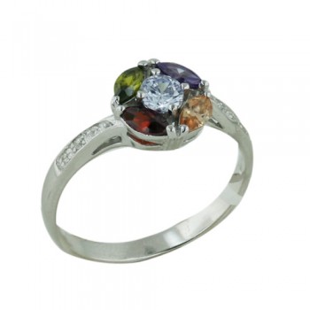 Brass Ring Mc Marquis Around Clear Cubic Zirconia - 8
