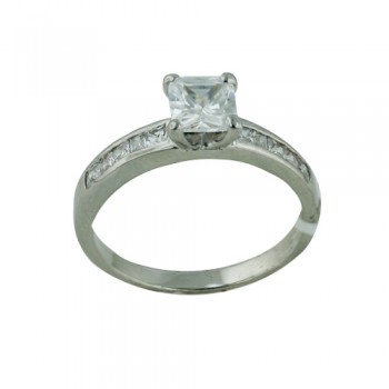Brass Ring 5.5mm+1.5mm Clear Square Cubic Zirconia - 8