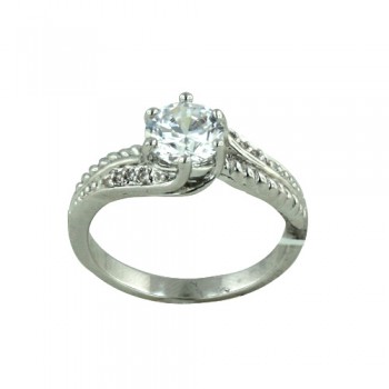 Brass Ring 7mm Clear Cubic Zirconia Rope and Clear Cubic Zirconia on Band - 8