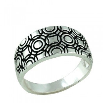 Brass Ring Band with Circle Patterns - 8
