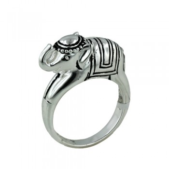 Brass Ring Leaping Elephant with Antiq Brushing - 8