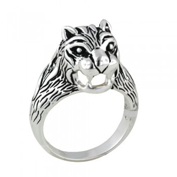 Brass Ring Jaguar with Fangs Antiq Brushing - 8