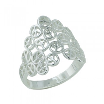 Brass Ring Open Peace Signs Form Heart - 8