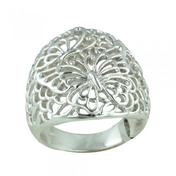 Brass Ring Puffy Open Butterfly - 8
