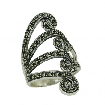 Marcasite Ring Pave Marcasite 4 Swirl Line