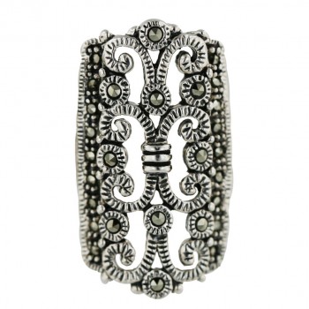 Marcasite Ring Open Filigree Art Deco