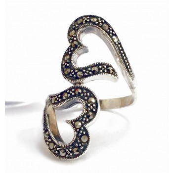 Marcasite Ring Marcasite Two Heart Bypass