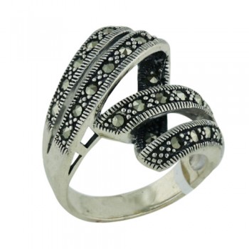 Marcasite Ring Marcasite Strand Forms Puffy "Z" Shape