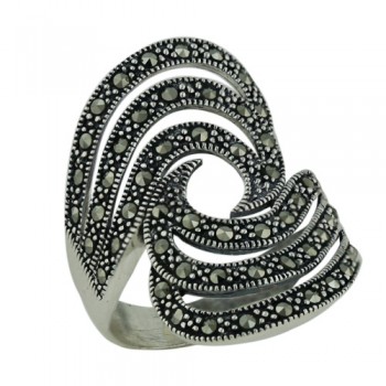 MS Ring Multiple Marcasite Waves Design