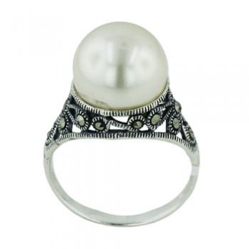 MS Ring 12Mm Pearl On Open Filigree Design