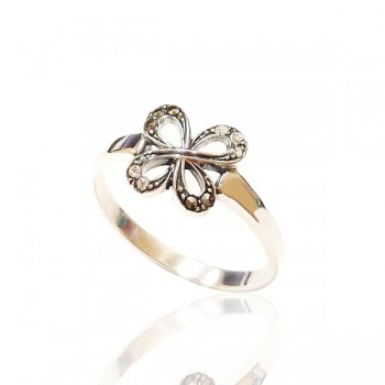 Marcasite Ring Butterfly with Clear Cubic Zirconia