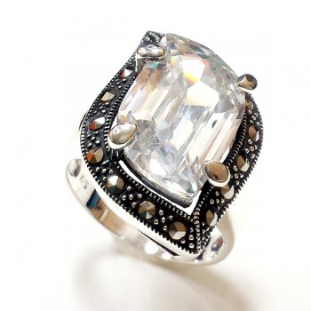Marcasite Ring Pailey Clear Cubic Zirconia Marcasite Around