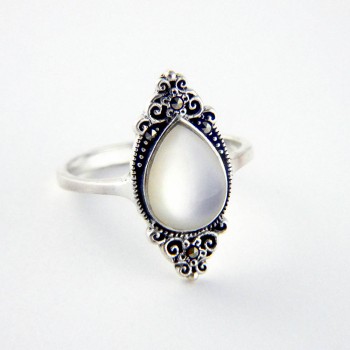 Marcasite Ring Tear Drop Mother Of Pearl Victoria Design