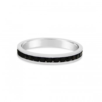 Sterling Silver Ring Eternity Round Cut Dark Garnet Crytl