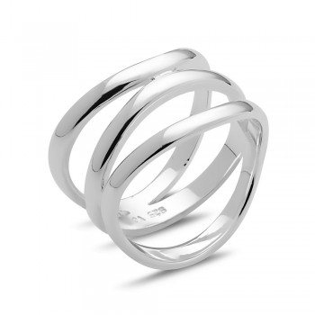 Sterling Silver Ring Wavy Lines Band -Ecoat