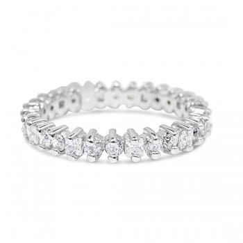 Sterling Silver Ring Clear Cubic Zirconia Eternity Band