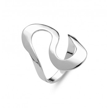 Sterling Silver Ring Flat Plain S Shaped