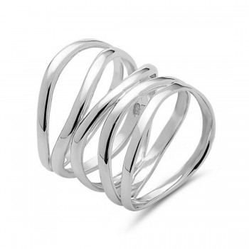 STERLING SILVER RING PLAIN SQUEEZ 5 LINES
