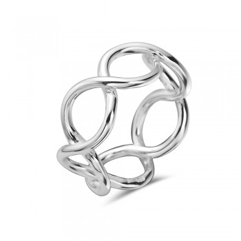 Sterling Silver Ring Criss Cross Eternity Band--E-coated/Nickle Free