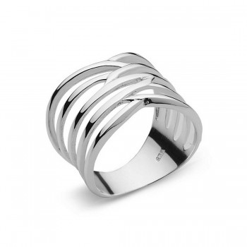 Sterling Silver Ring Criss-Cross Lines