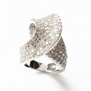 Sterling Silver Ring Pave Clear Cubic Zirconia