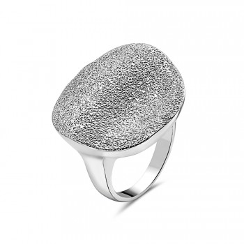 Sterling Silver Ring 23mm Round Dusted Slope--Rhodium Plating/Nickle Free--