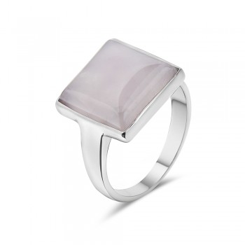 Sterling Silver Ring 12X12mm Square Dome Rosequartz