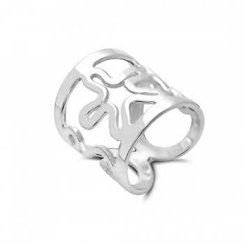 Sterling Silver Ring Plain Open Flower Line+Swirl Band--E-coated/Nickle Free--