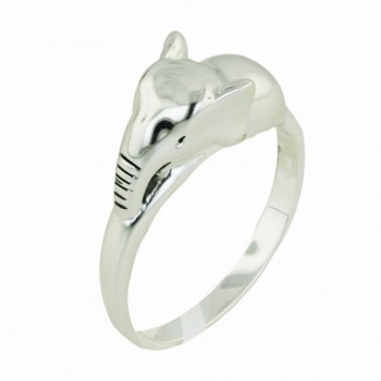Sterling Silver Ring Plain Oxidized Elephant Head--E-coated/Nickle Free--