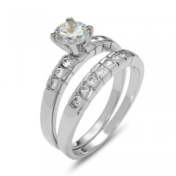 SS Ring 2 Pc 6Mm Cl Cz Solitarie W/4 Prongs***Rh/N