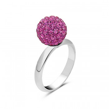 Pink Fireball Rhodium Plated Ring