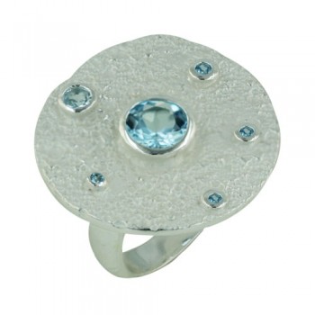 Sterling Silver Ring 28X28mm Round with 7mm+3.5mm+2mm+2mm+1.5mm Bl