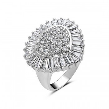 Sterling Silver Trillion Shaped Ring Clear Cubic Zirconia
