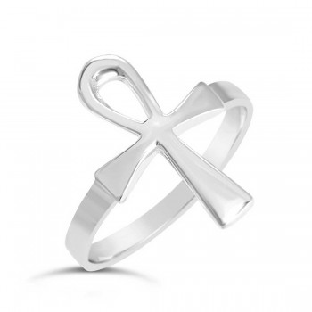 Sterling Silver Ring Plain with Ankh Symbol