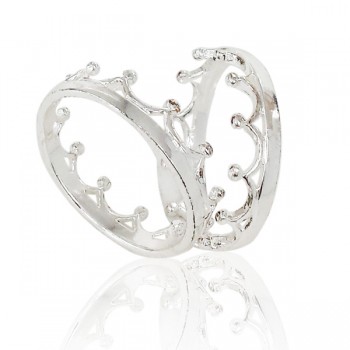 Sterling Silver Crown Shaped 2 Piece Ring Band