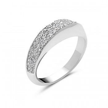 Sterling Silver Ring Pave with Clear Cubic Zirconia